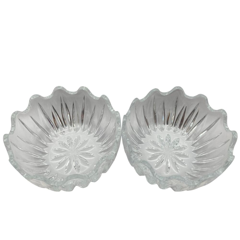 VTG Crystal Candy Dish Trinket Sugar Bowls (2)  4.5" W x 2.5" T Stackable